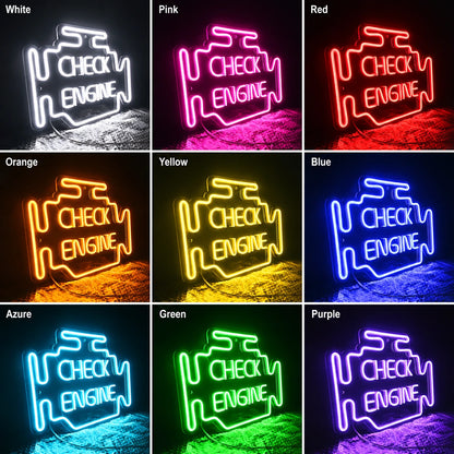 Check Engine Neon Sign Wall Art LED Neon Sign color grid
