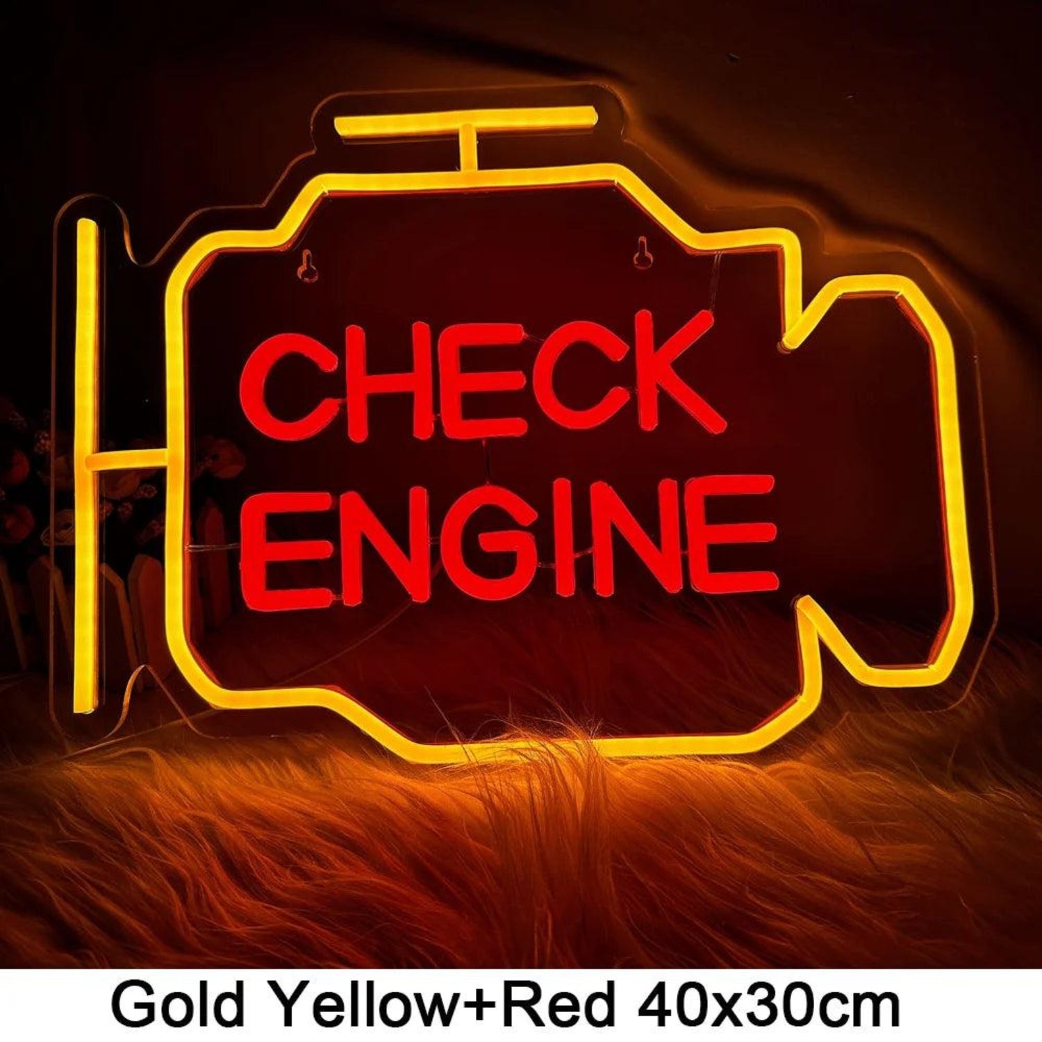 Check Engine Red-Yellow Led Neon Sign For Garage Decor | Shineneon