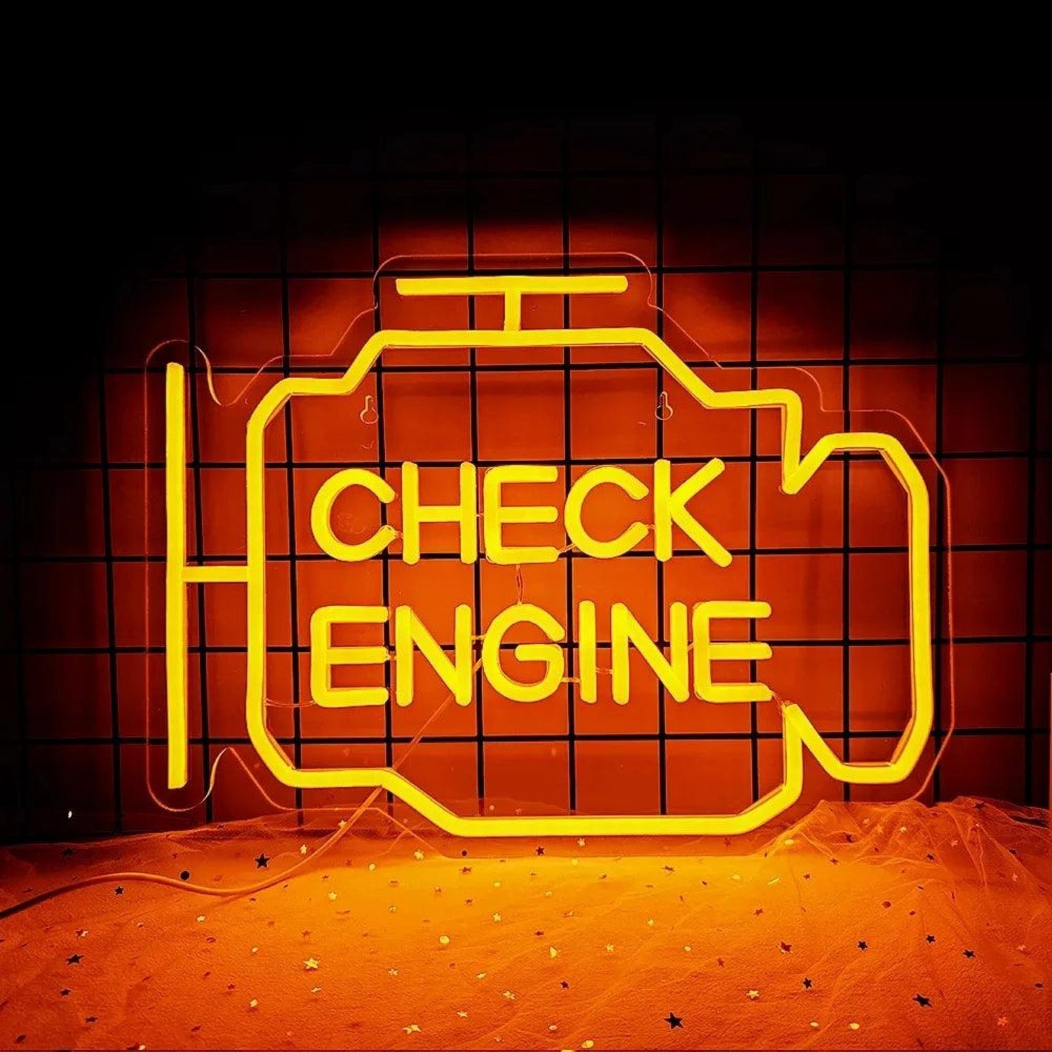 Check Engine Red-Yellow Led Neon Sign For Garage Decor | Shineneon