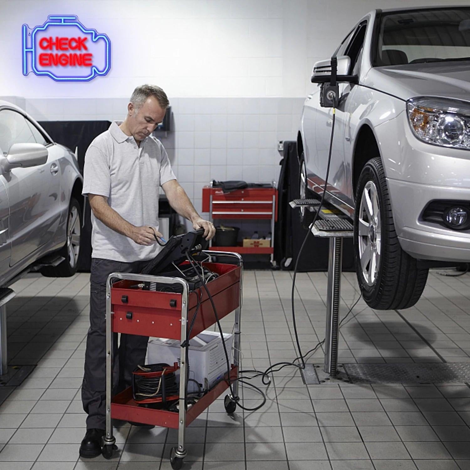 Check Engine Red-Yellow Led Neon Sign For Garage Decor | Shineneon