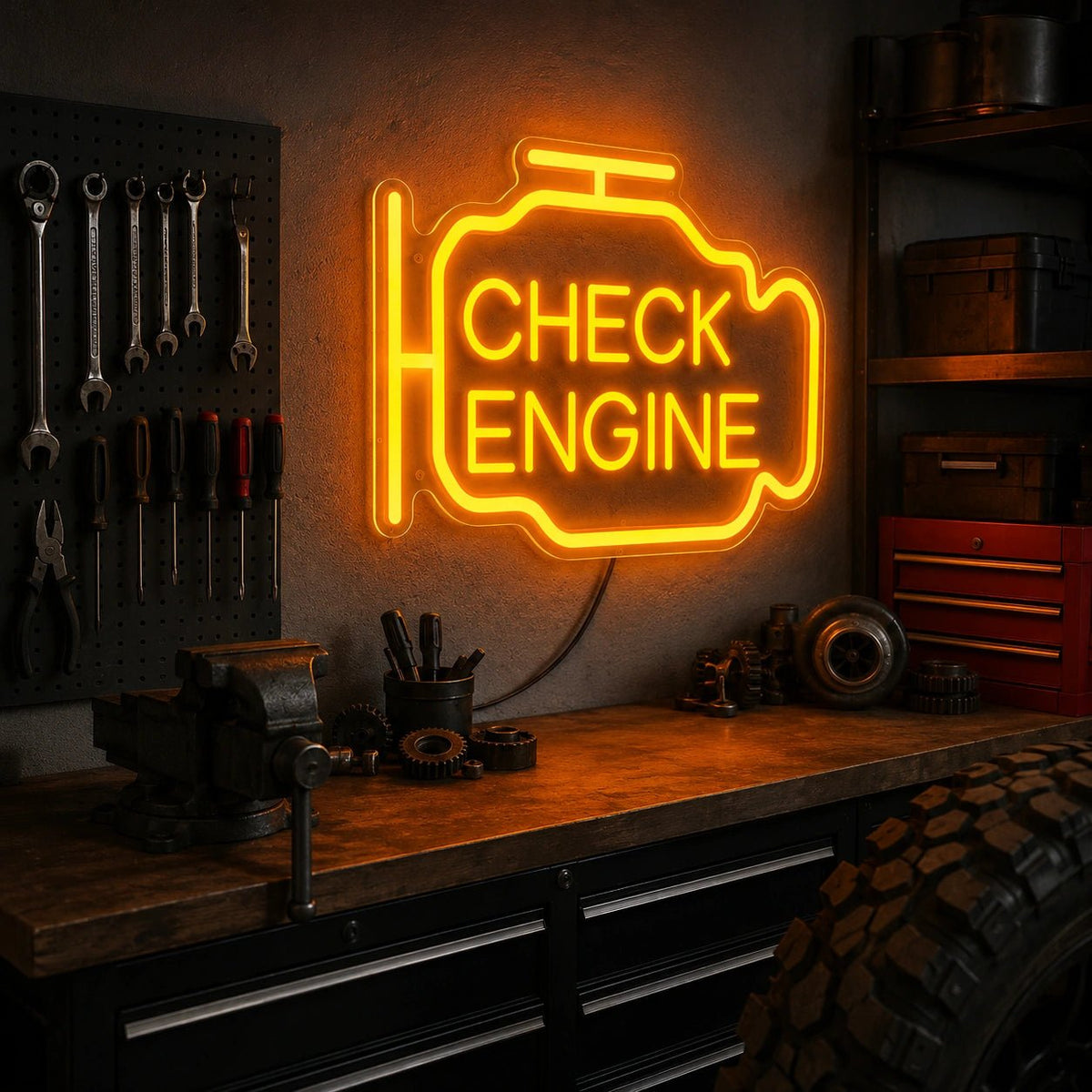 Check Engine Warning Outline LED Neon Sign - Shineneon