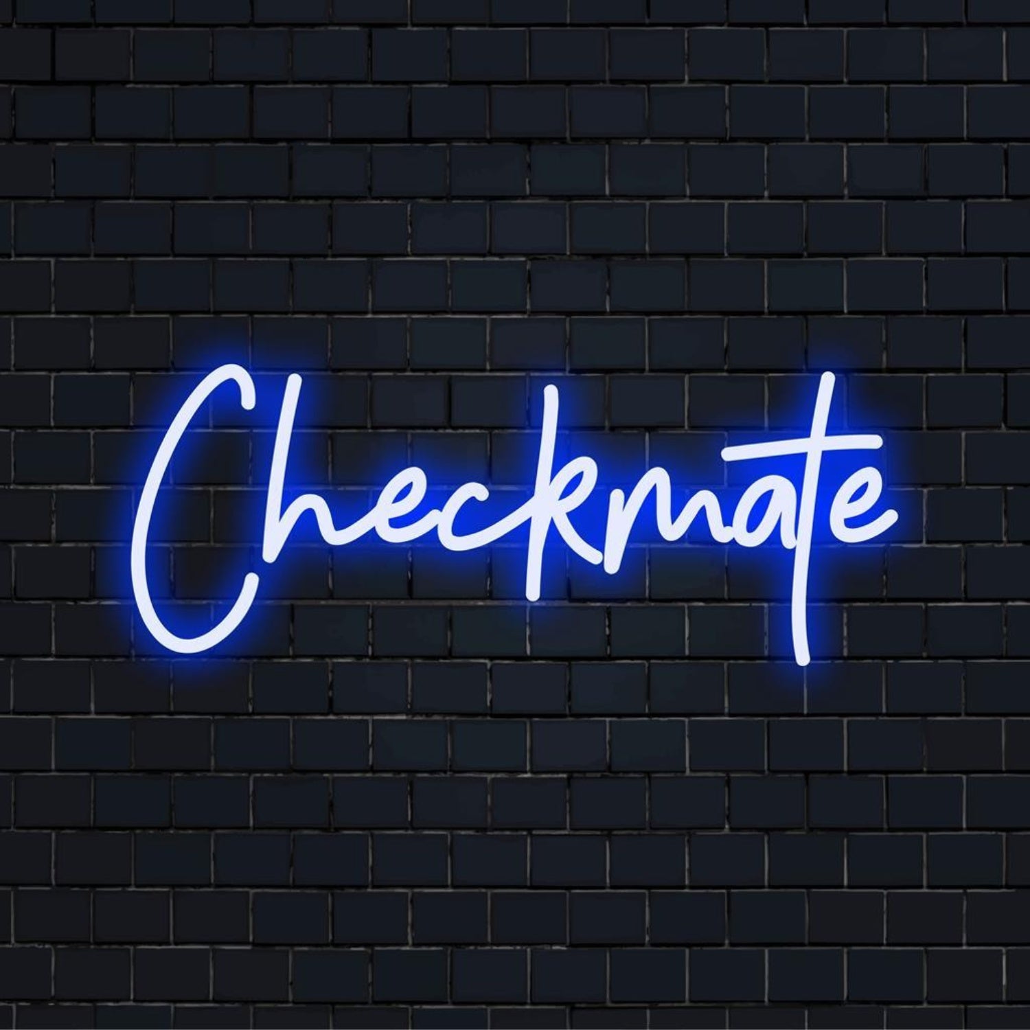 Checkmate Blue-White Glow Led Neon Sign For Gaming Room Bar Decor | Shineneon