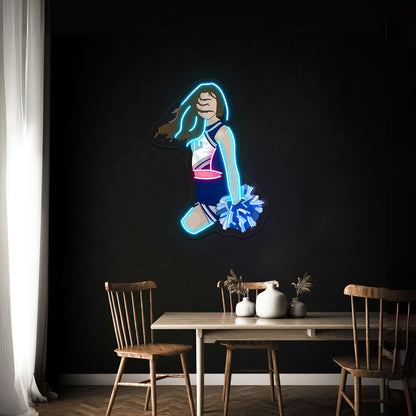 Cheerleader Wave Artwork Business Neon Sign