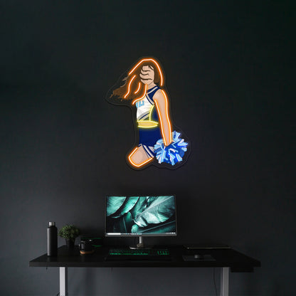 Cheerleader Wave Artwork Business Neon Sign