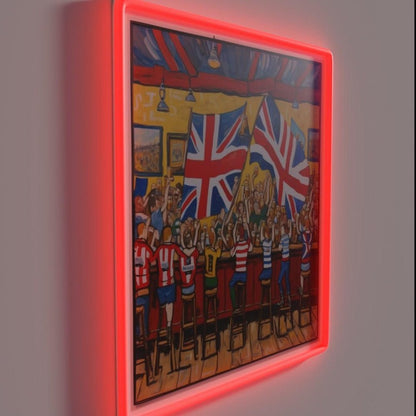 Cheers At The English Pub Flags Fans And Pints Rgb Led Neon Sign - Shineneon