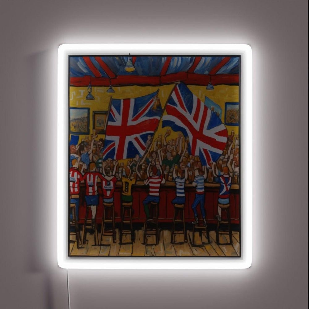 Cheers At The English Pub Flags Fans And Pints Rgb Led Neon Sign - Shineneon