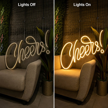 Cheers Bar LED Neon Sign - 06 Day Night Comparison
