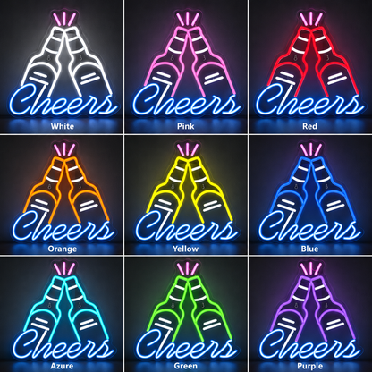 Cheers Beer Bottle LED Neon Sign Option color grid