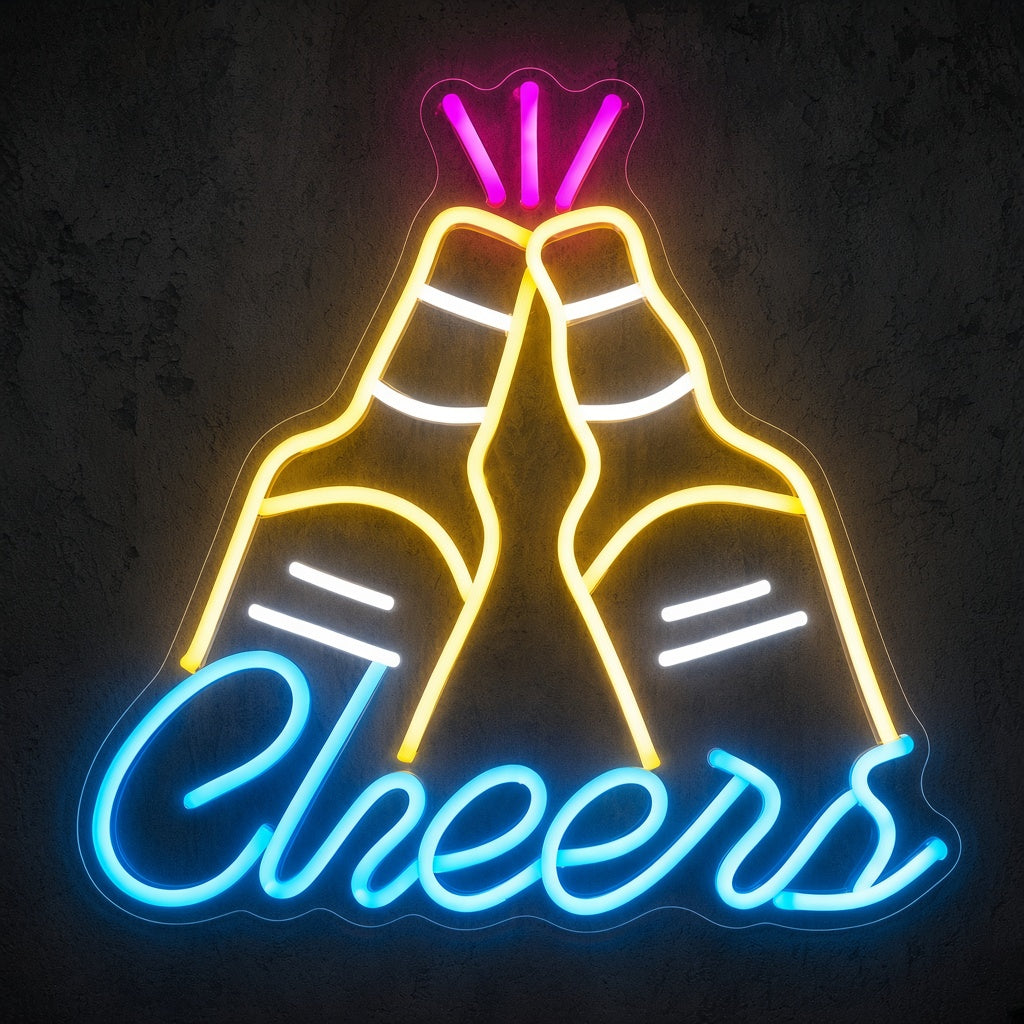 Cheers Beer Bottles LED Neon Sign