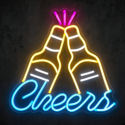 Cheers Beer Bottles LED Neon Sign