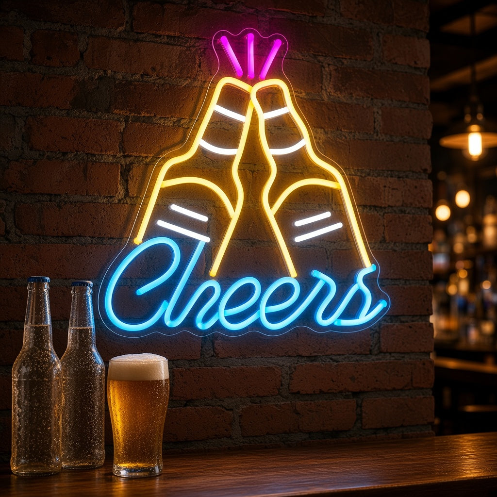 Cheers Beer Bottles LED Neon Sign