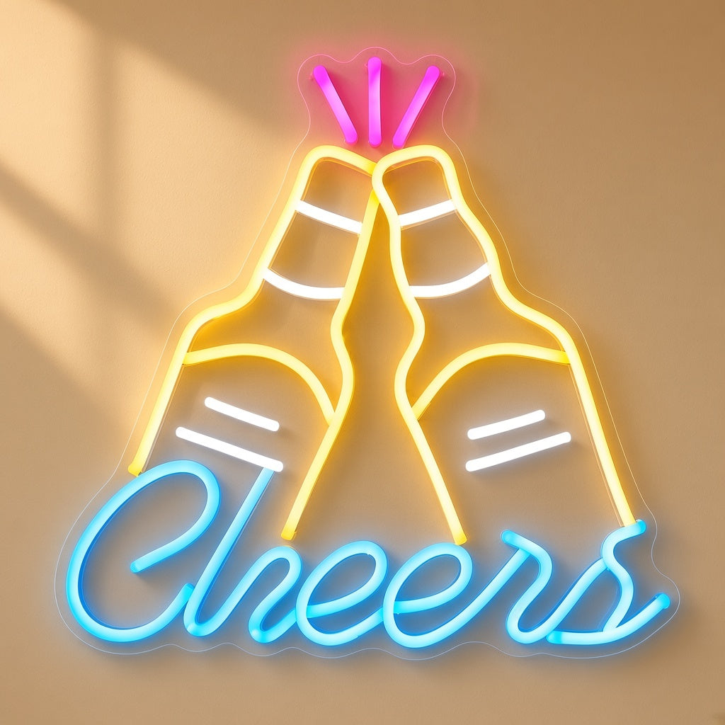 Cheers Beer Bottles LED Neon Sign