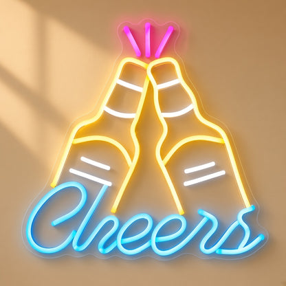 Cheers Beer Bottles LED Neon Sign