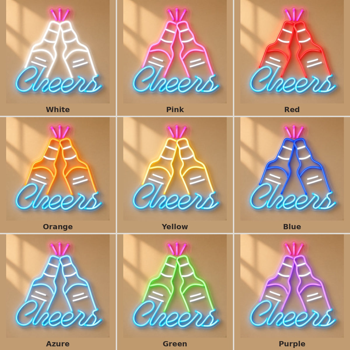 Cheers Beer Bottles LED Neon Sign