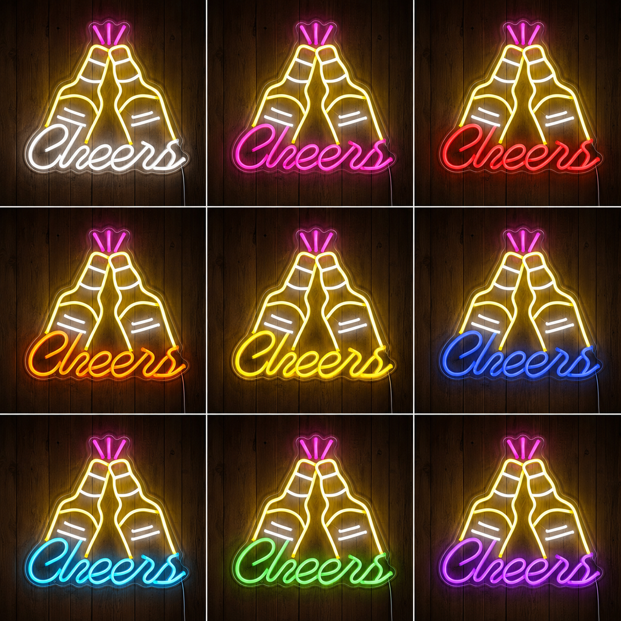 Cheers Beer LED Neon Sign color grid
