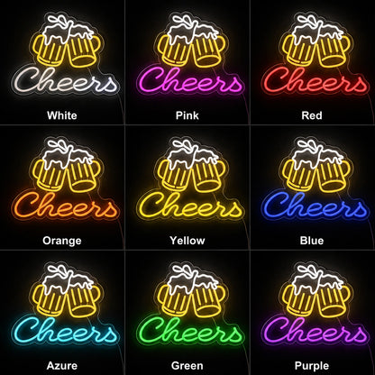 Cheers Beer Mug Neon Sign LED Neon Sign color grid