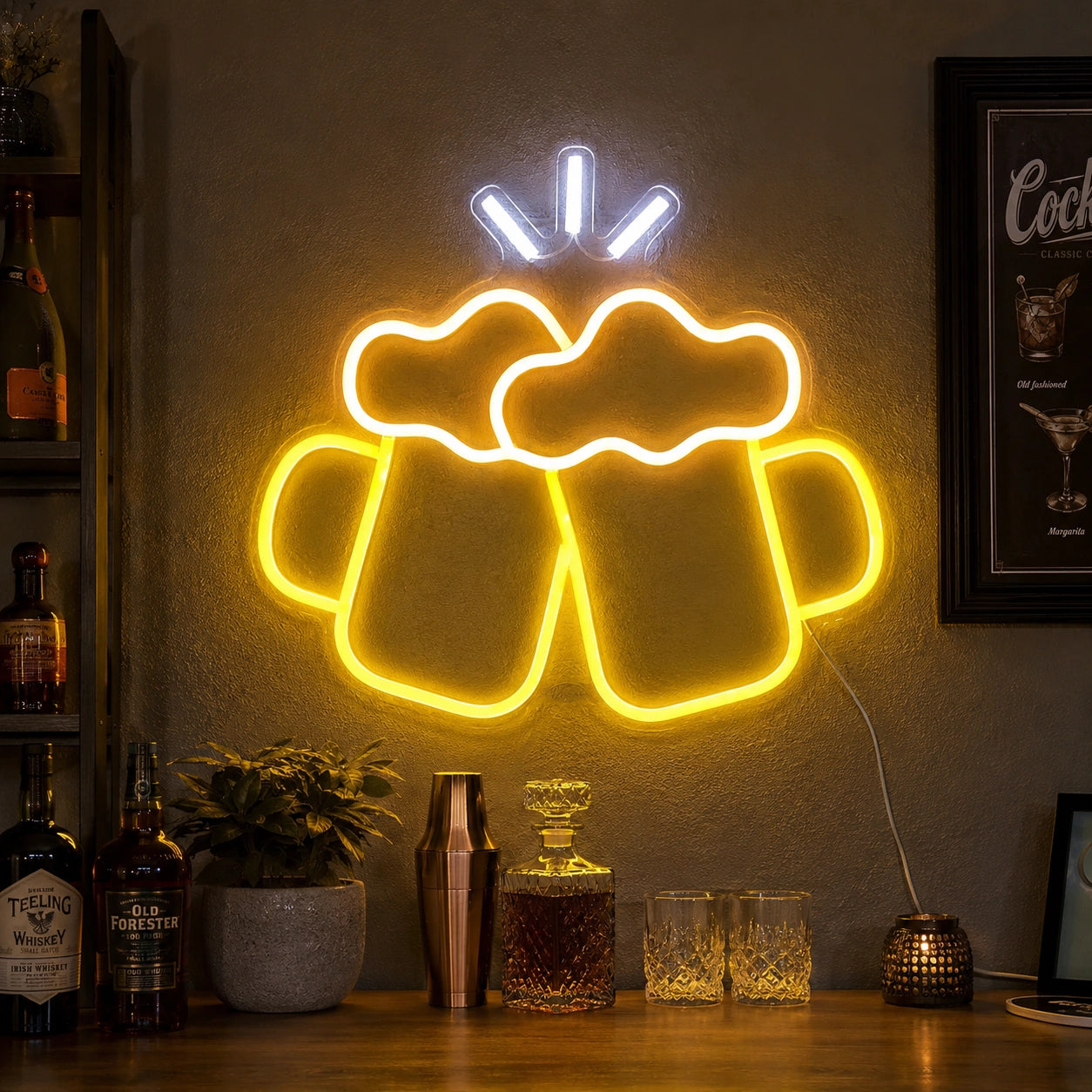 Cheers Beer Mugs Neon Sign LED Neon Sign real lifestyle scene