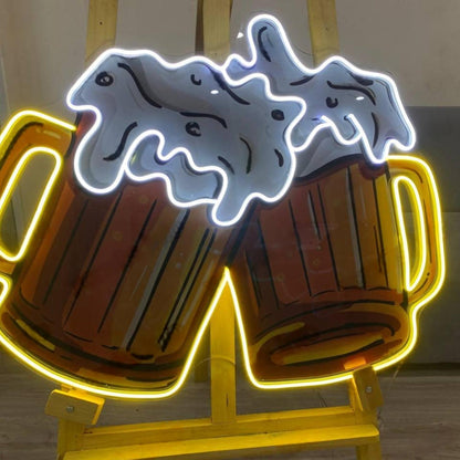 Cheers Bright Yellow Led Neon Sign For Home Bar Restaurant Wall Decor | Shineneon