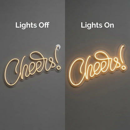 Cheers Business LED Neon Sign - 06 Day Night Comparison
