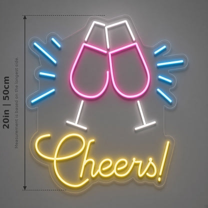 Cheers Champagne Glasses LED Neon Sign