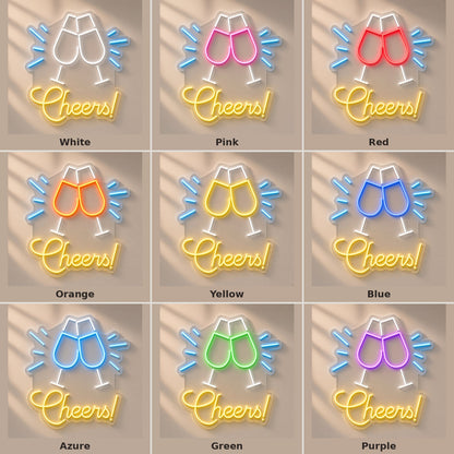 Cheers Champagne Glasses LED Neon Sign