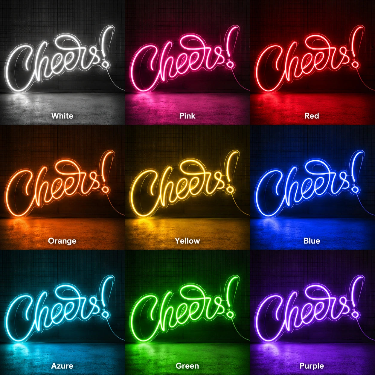 Cheers Champagne Neon Sign LED Neon Sign color grid
