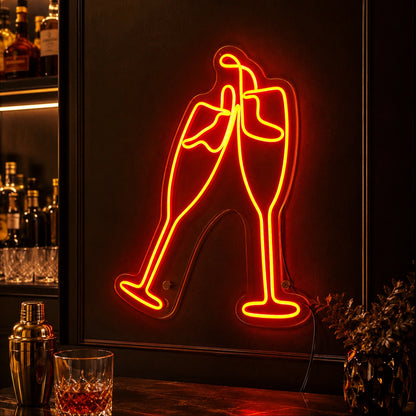 Cheers Champagne Neon Sign Wall Art LED Neon Sign high-converting product image