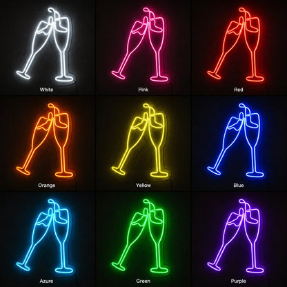 Cheers Champagne Neon Sign Wall Art LED Neon Sign color grid