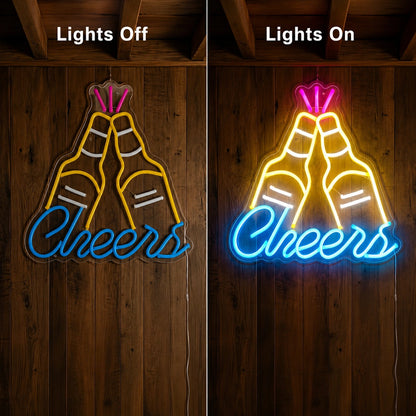 Cheers Clinking Beer Bottles LED Neon Sign main product image