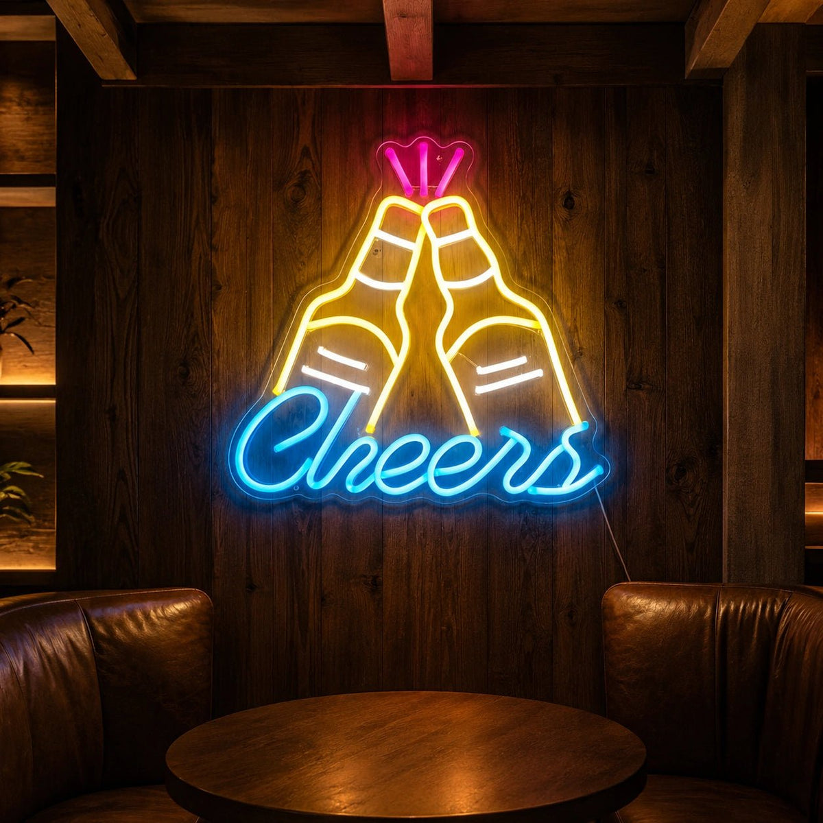 Cheers Clinking Beer Bottles LED Neon Sign - Shineneon