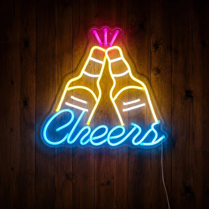 Cheers Clinking Beer Bottles LED Neon Sign - Shineneon