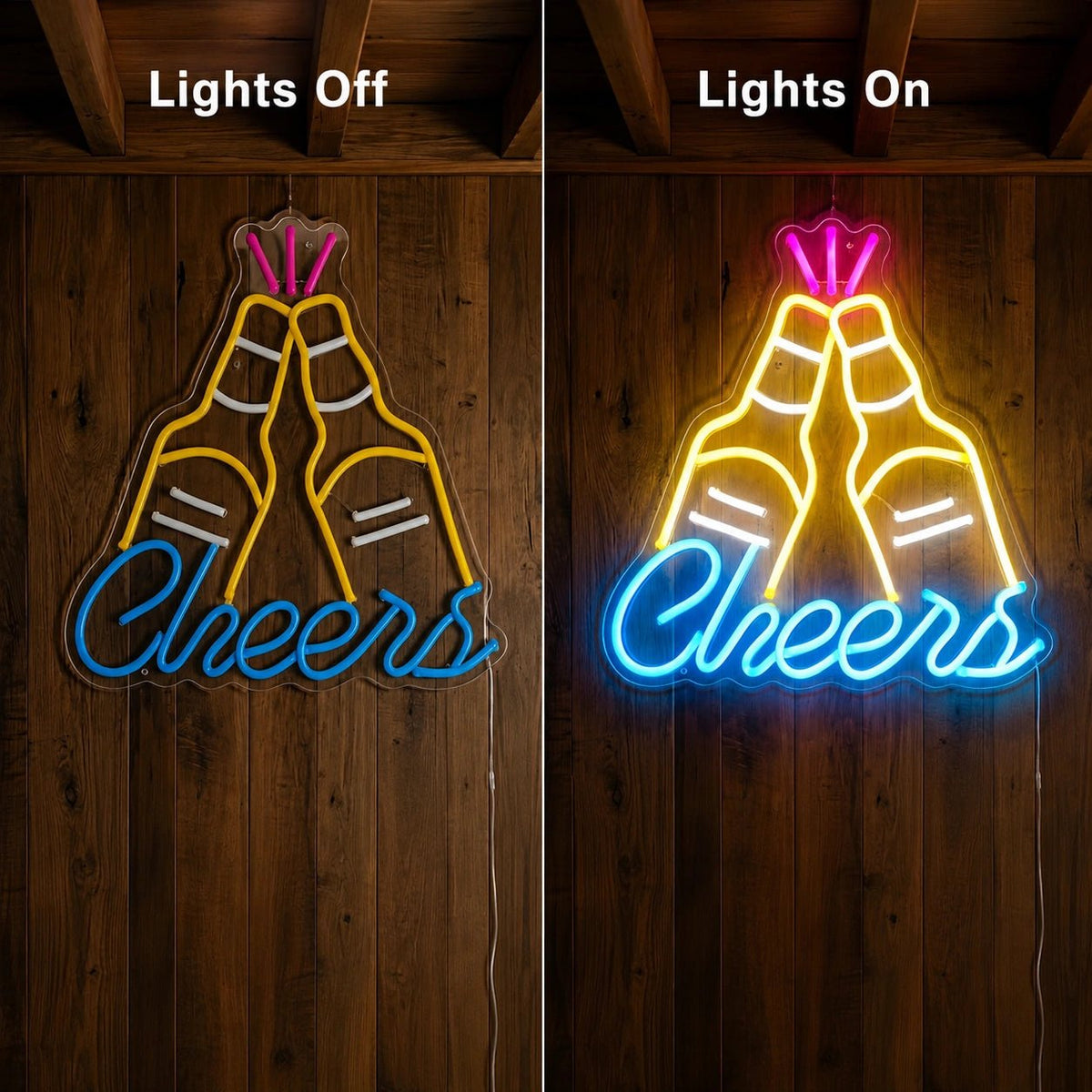 Cheers Clinking Beer Bottles LED Neon Sign - Shineneon