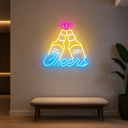 Cheers Clinking Beer Bottles LED Neon Sign - Shineneon