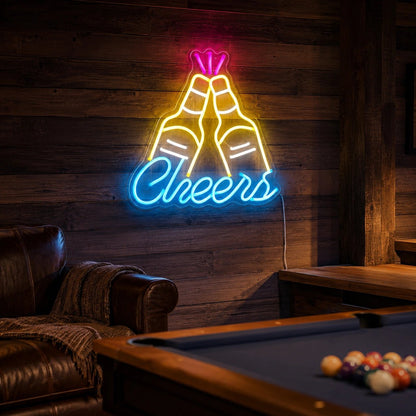 Cheers Clinking Beer Bottles LED Neon Sign - Shineneon