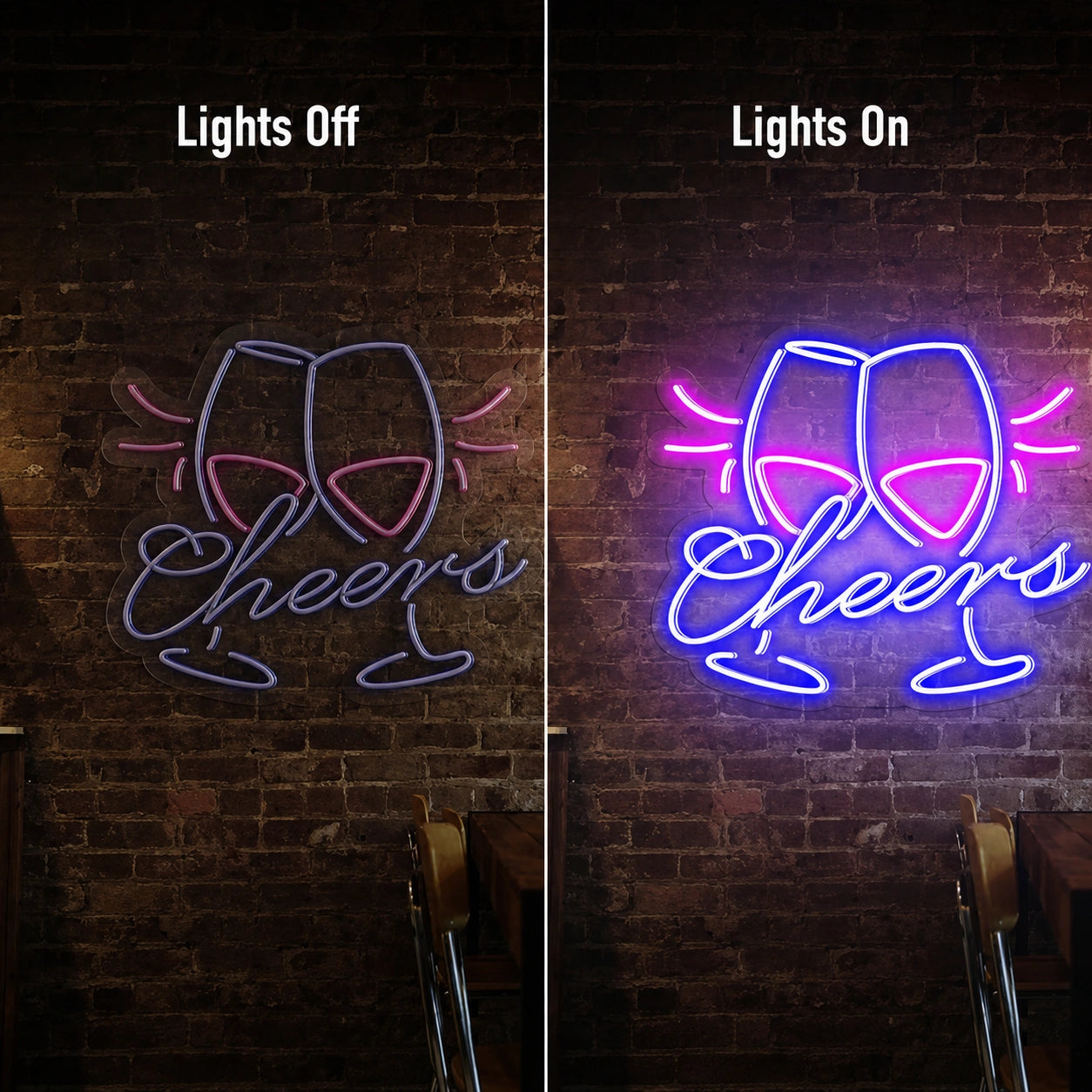 Cheers Clinking Wine Glasses LED Neon Sign main product image