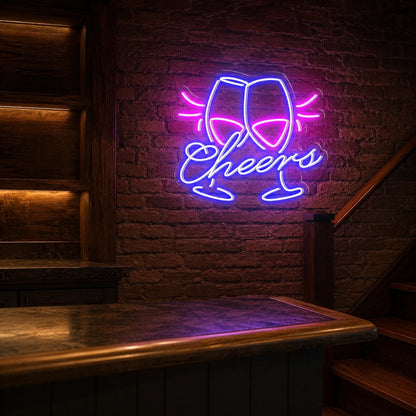 Cheers Clinking Wine Glasses LED Neon Sign - Shineneon