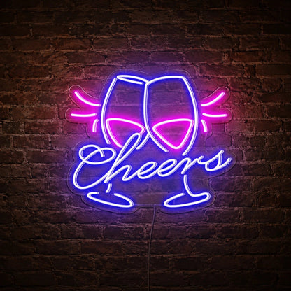 Cheers Clinking Wine Glasses LED Neon Sign - Shineneon