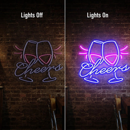 Cheers Clinking Wine Glasses LED Neon Sign - Shineneon