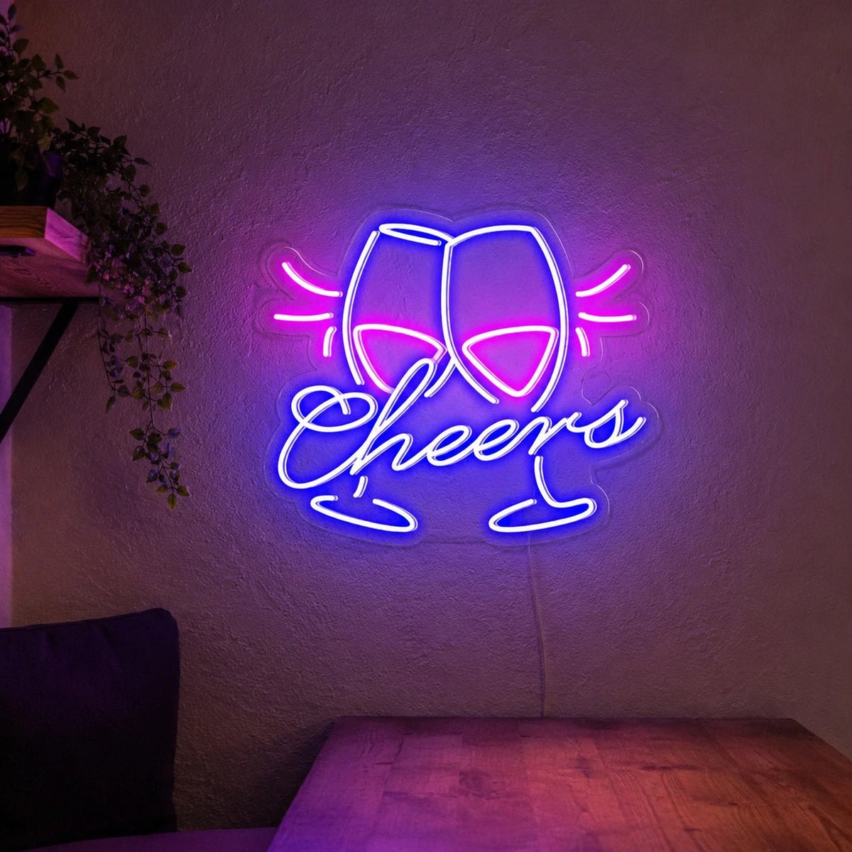 Cheers Clinking Wine Glasses LED Neon Sign - Shineneon