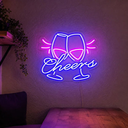 Cheers Clinking Wine Glasses LED Neon Sign - Shineneon