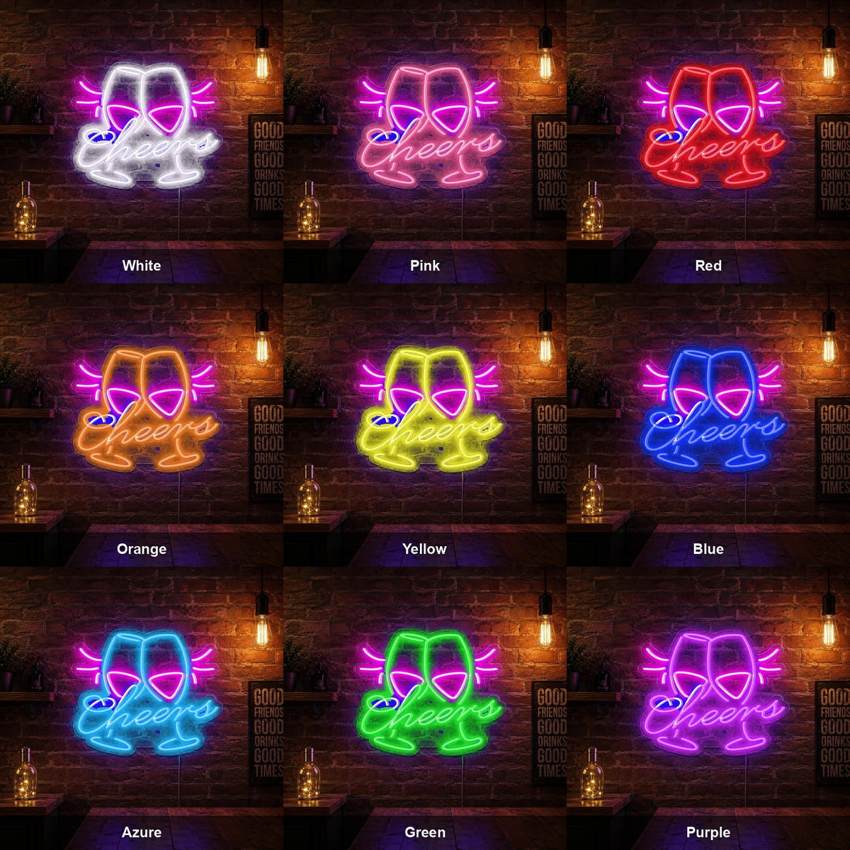 Cheers Clinking Wine Glasses Man Cave LED Neon Sign - Shineneon