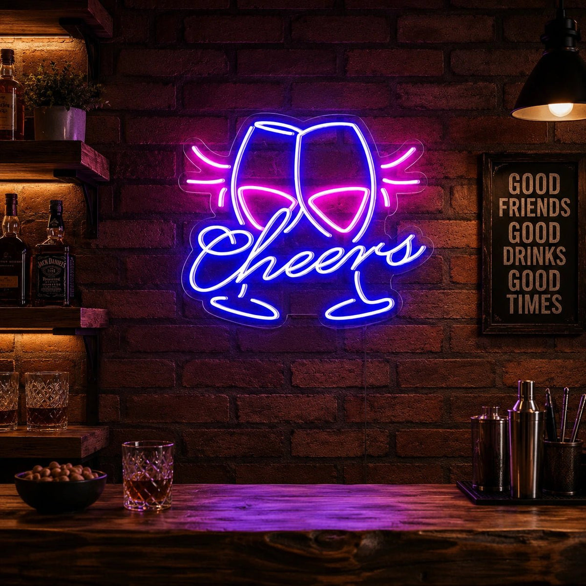 Cheers Clinking Wine Glasses Man Cave LED Neon Sign - Shineneon