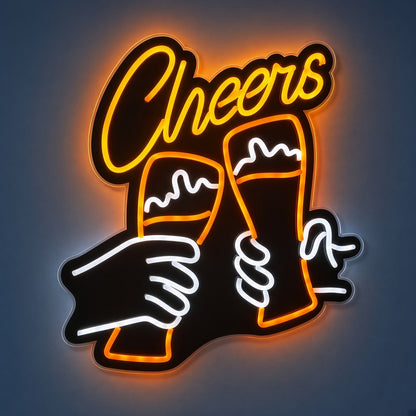 Cheers Hands Toasting Beer LED Neon Sign