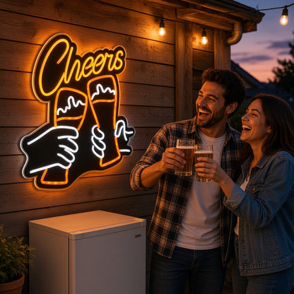 Cheers Hands Toasting Beer LED Neon Sign