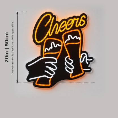 Cheers Hands Toasting Beer LED Neon Sign