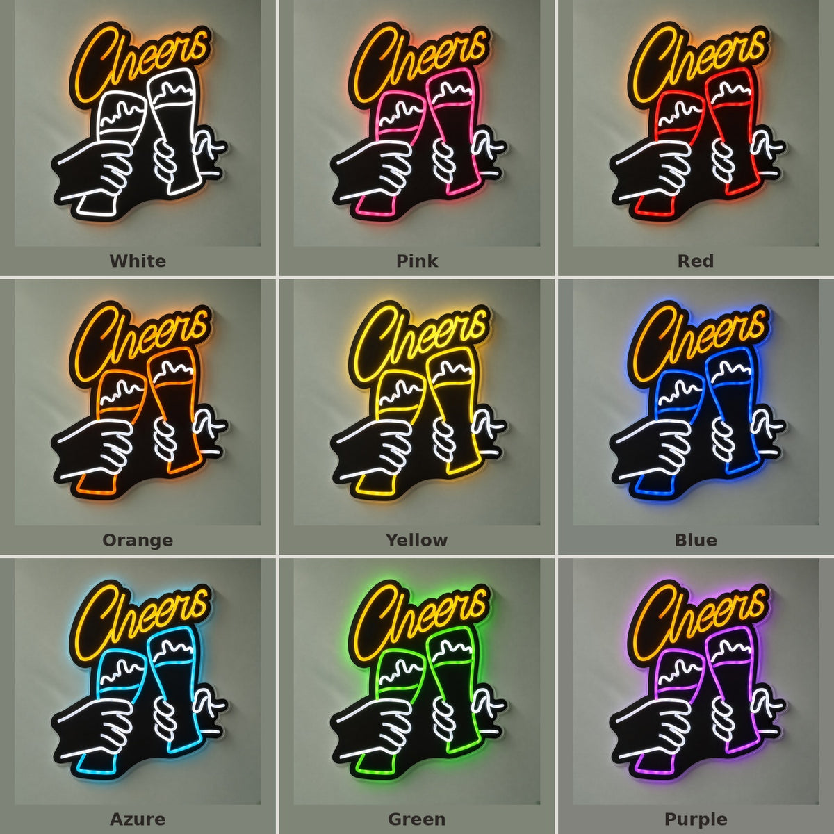 Cheers Hands Toasting Beer LED Neon Sign