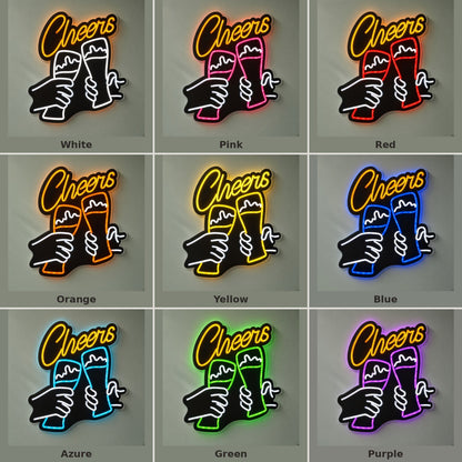 Cheers Hands Toasting Beer LED Neon Sign