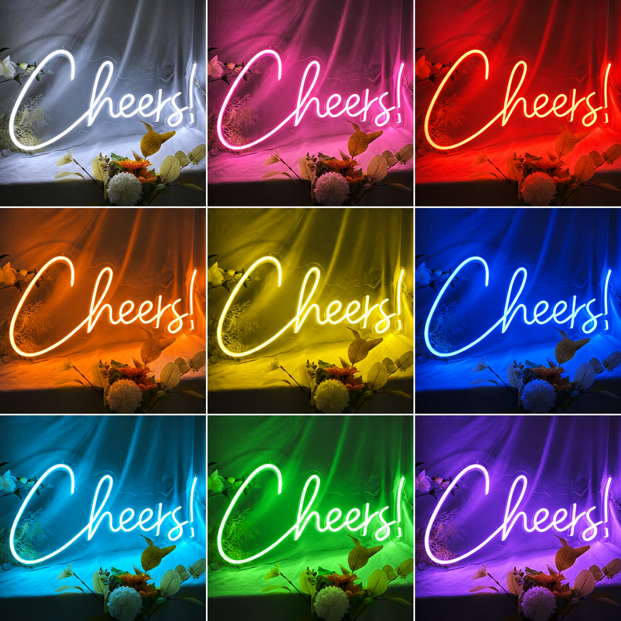 Cheers LED Neon Sign Home Wall Art color grid
