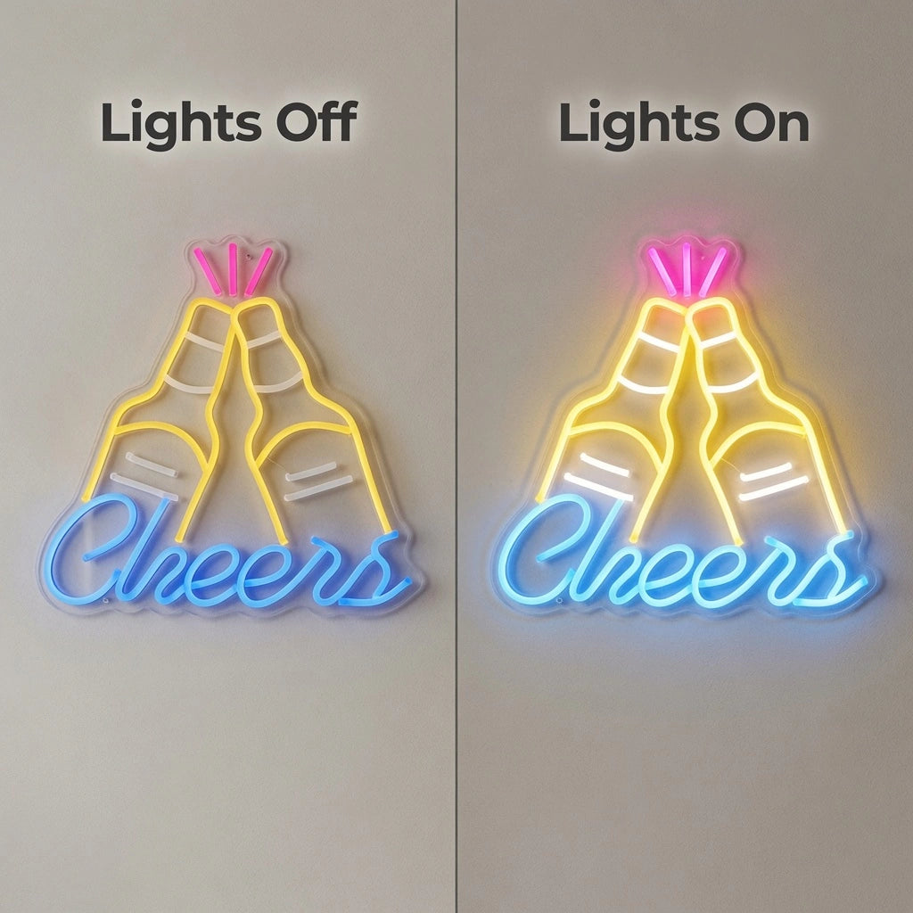 Cheers LED Neon Sign Home Wall Art Wall Neon Sign - 06 Day Night Comparison