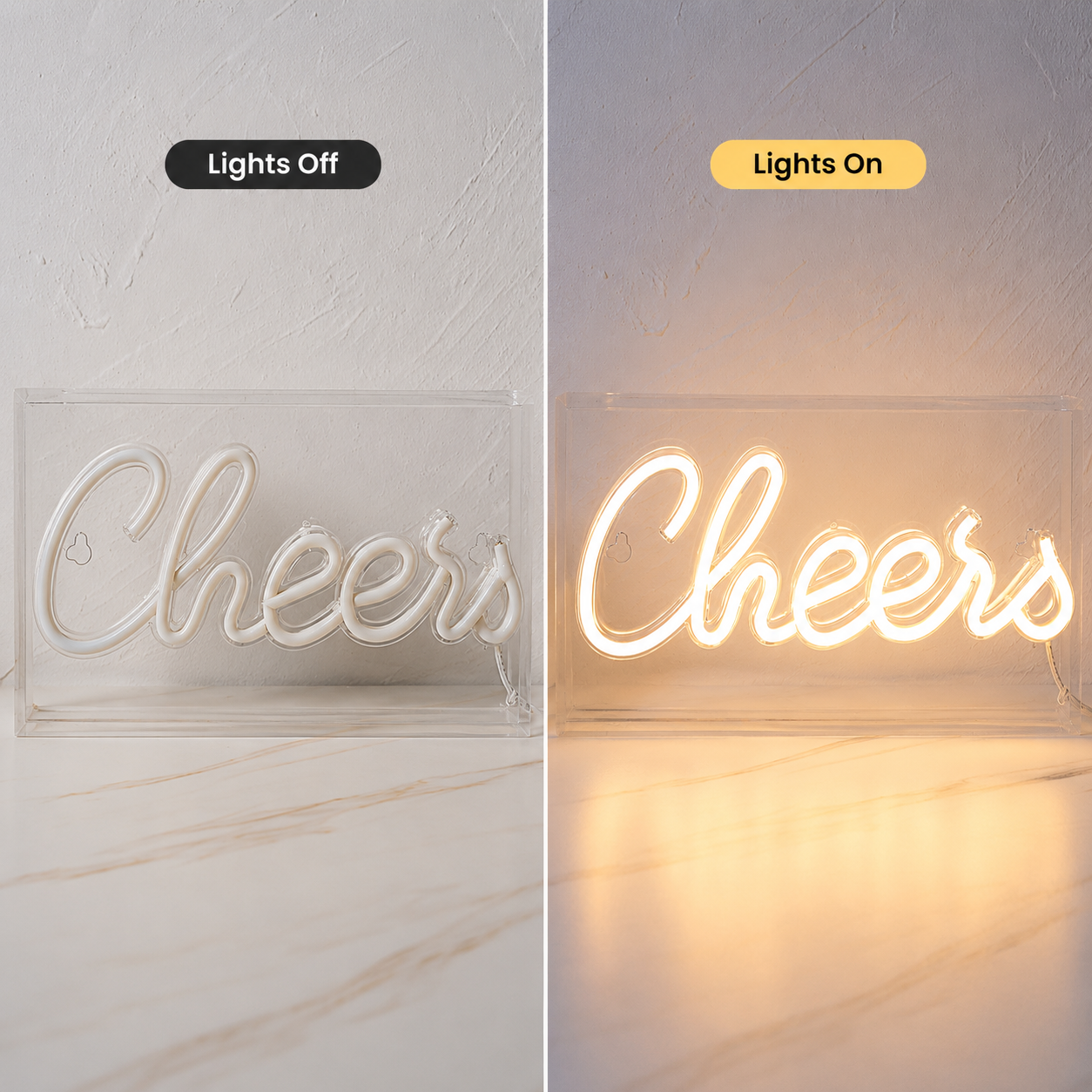 Cheers LED Neon Sign Wall Neon Sign - 06 Day Night Comparison